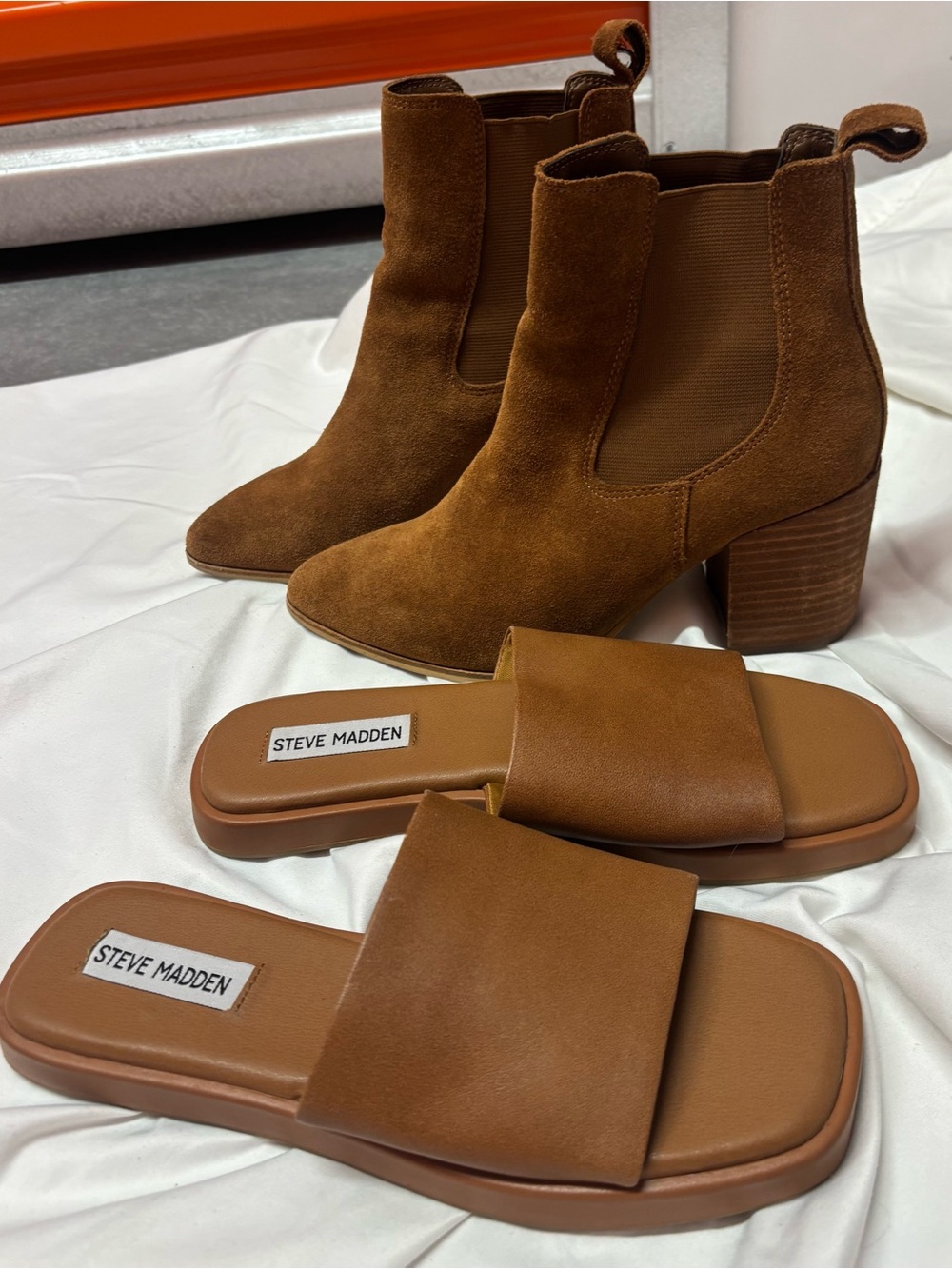 Steve Madden Size 7.5 Bundle- Suede Boots AND Leather Sandals - Picture 1 of 1